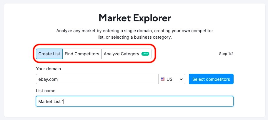 Market Explorer choosing how to gather data
