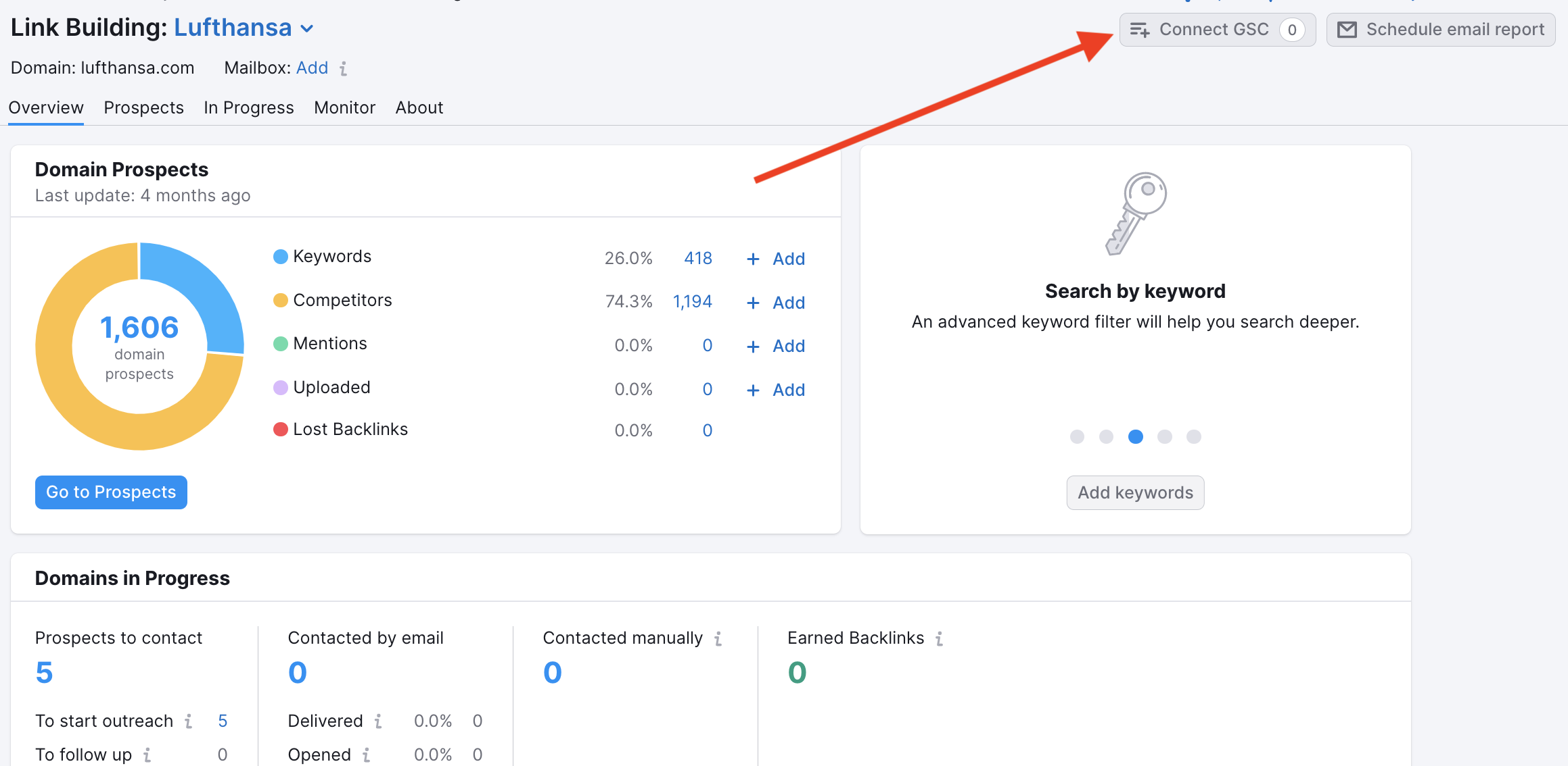 Connecting Link Building Tool with Google Search Console image 1