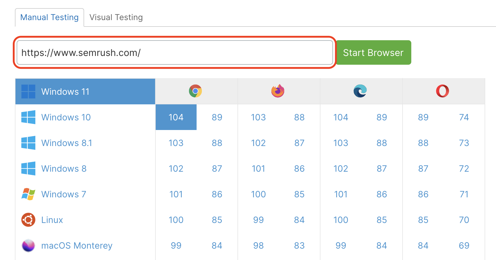 Manual testing URL field