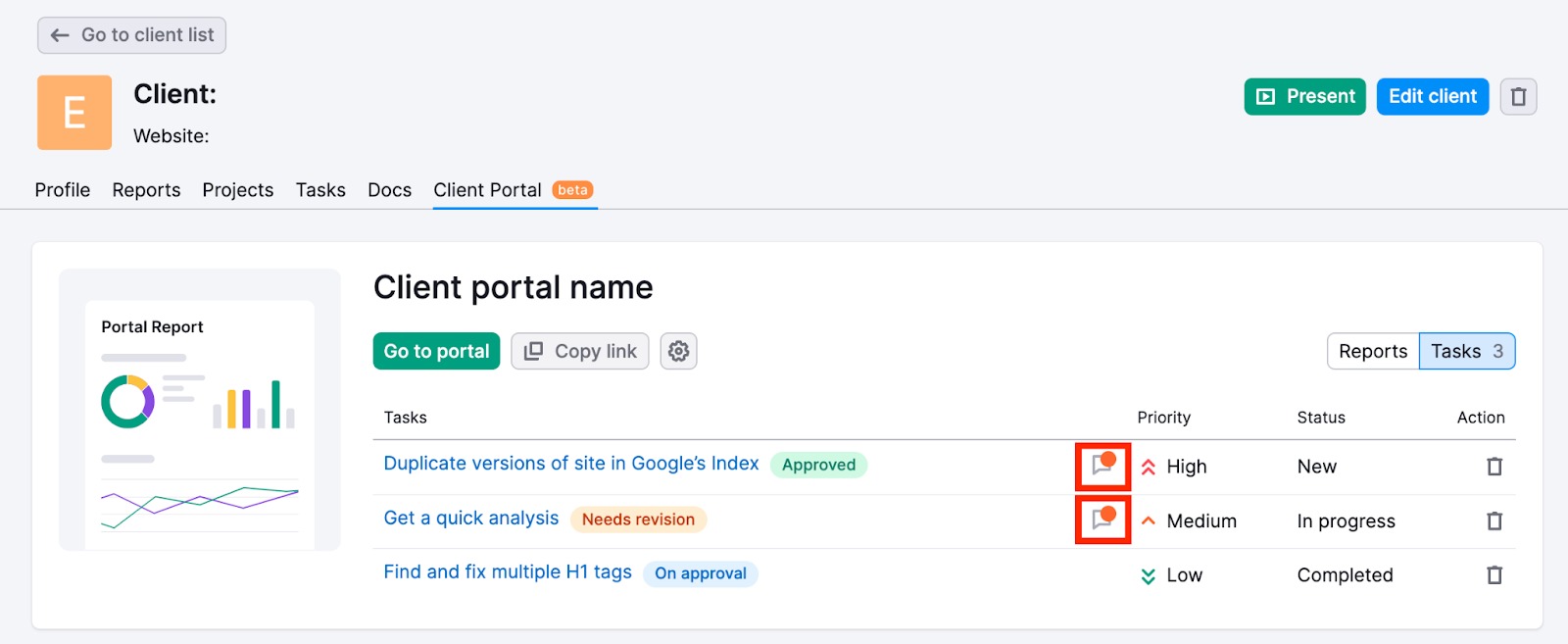 Client Portal comments