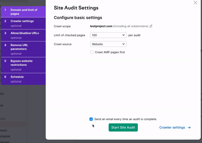 site audit custom pages