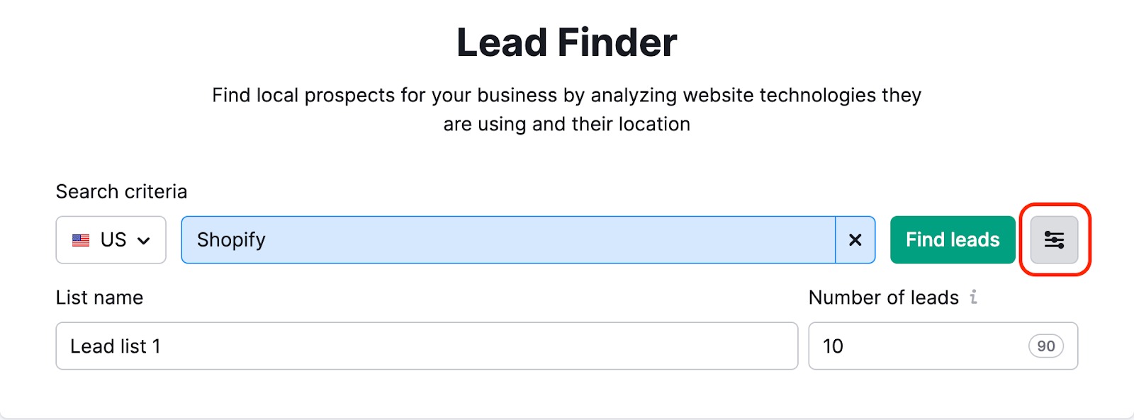 Lead list parameters