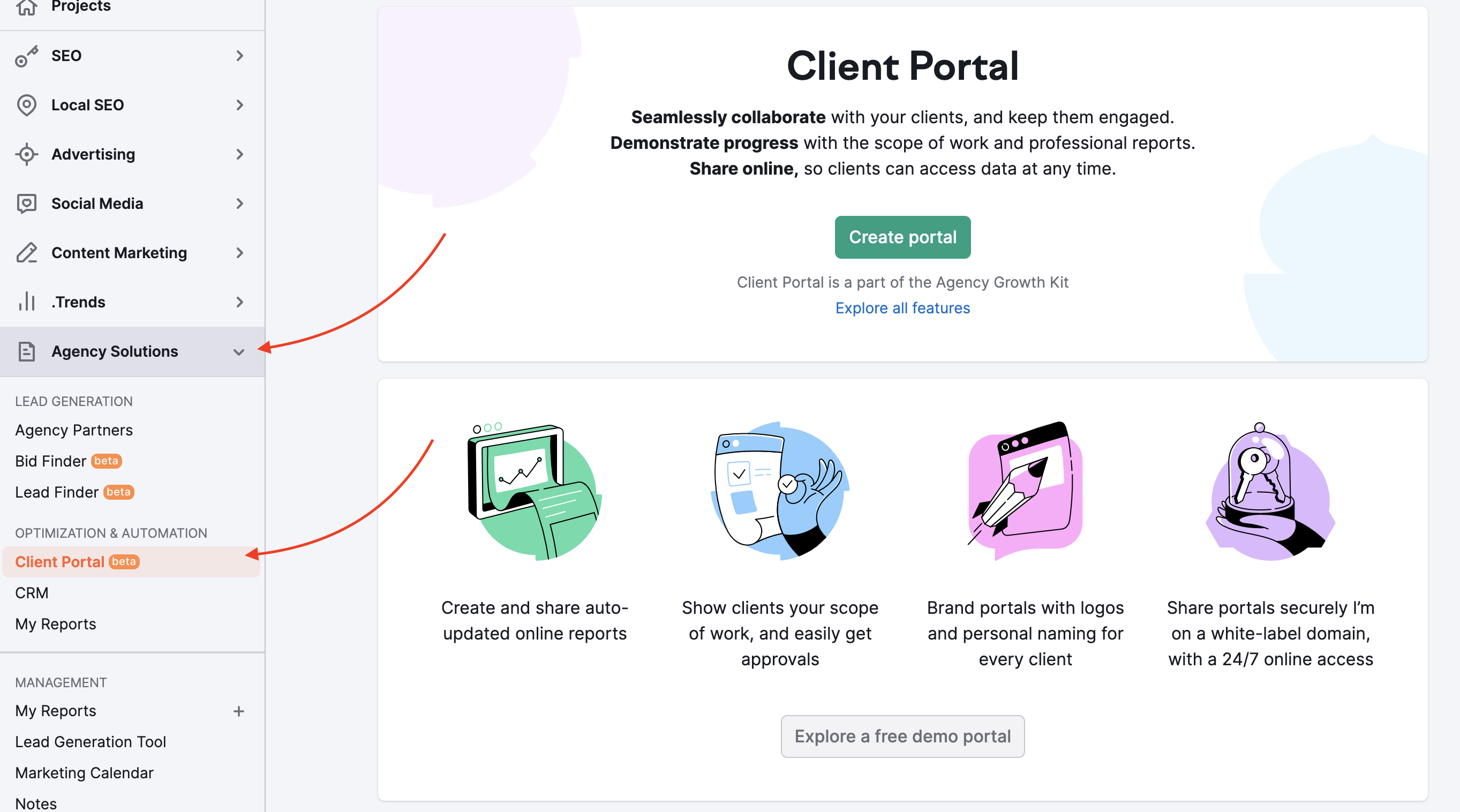 where to find client portal