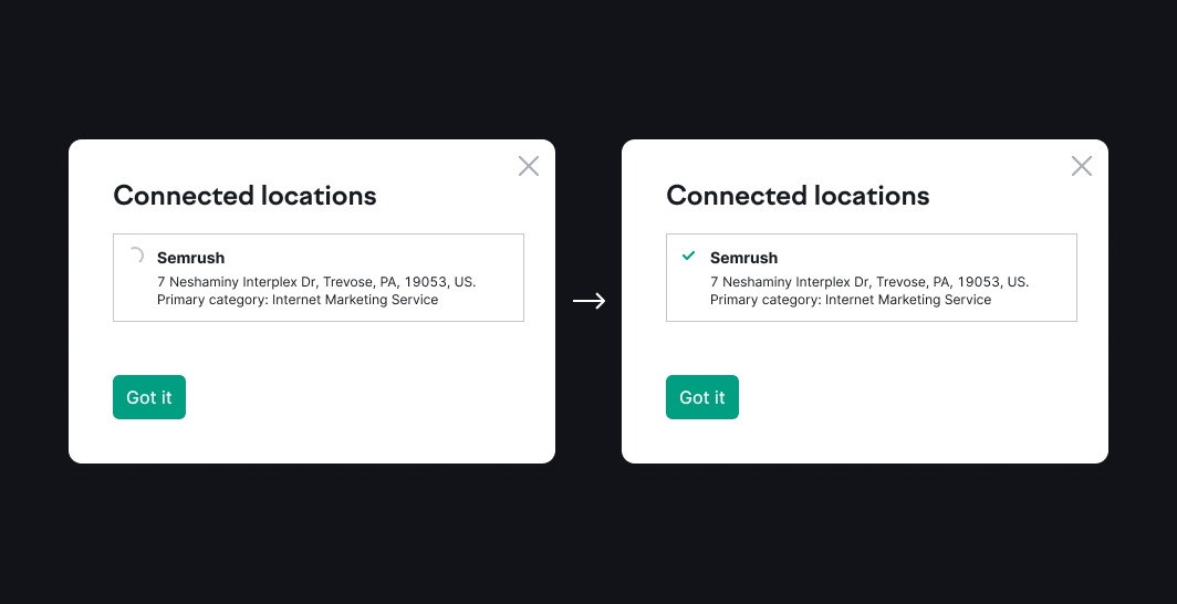 Pop-up showing connected locations. 