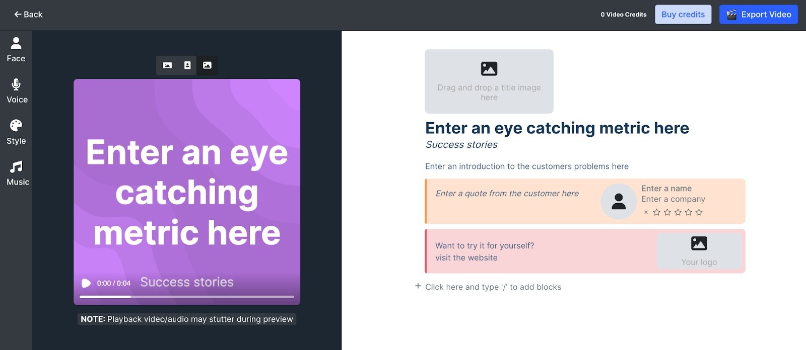 Prompts user to "Enter a quote from the customer here"