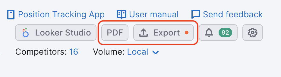 Export options in Position Tracking