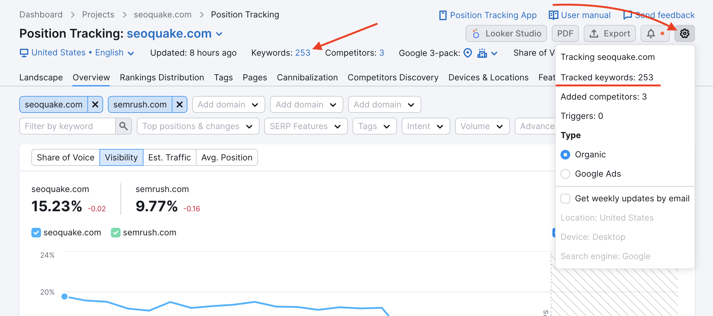 Editing keywords in Position Tracking