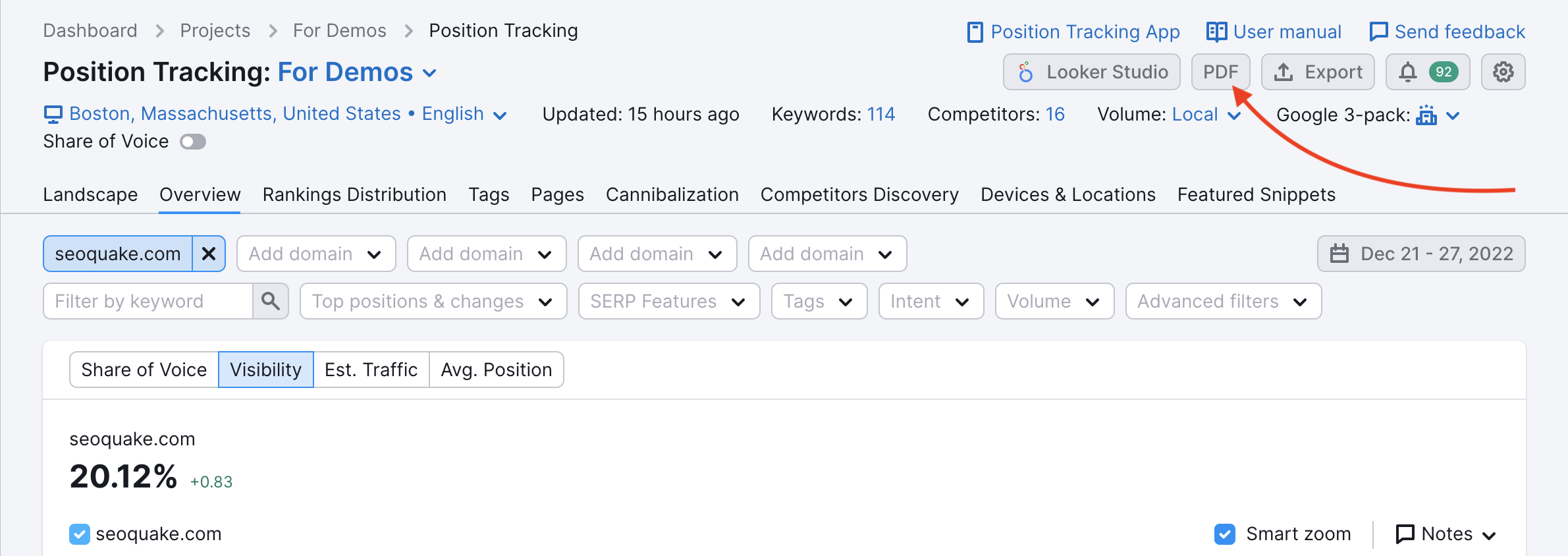 Exporting to PDF in Position Tracking