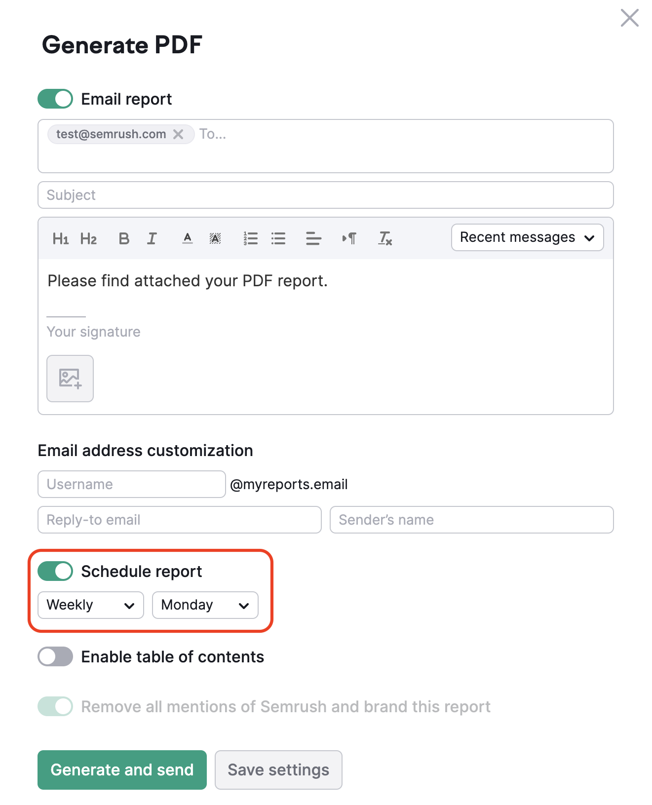 Generating and scheduling a report