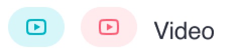 The Sponsored Video SERP feature icon is depicted in teal and red bubbles. The icon is a play button. 