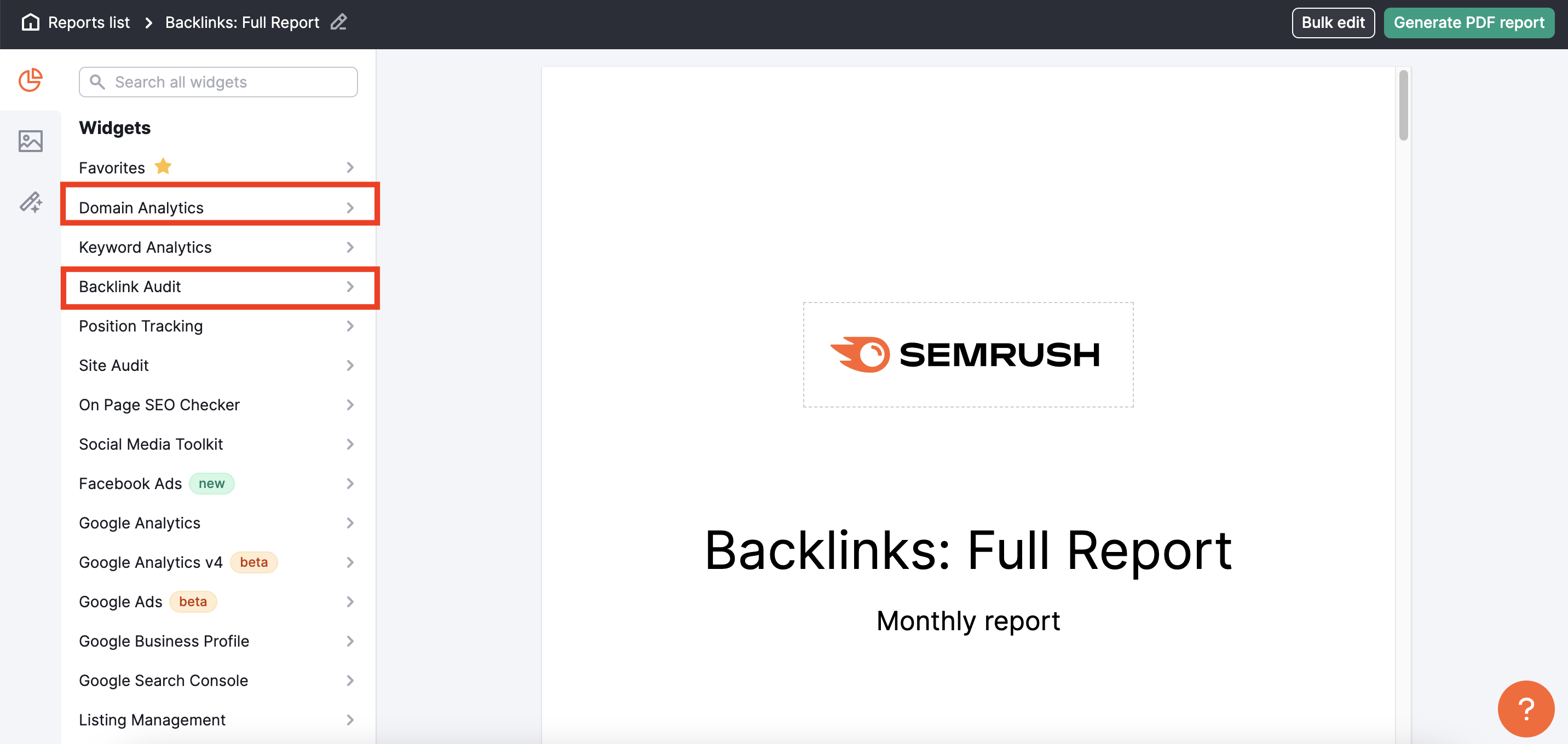 Backlinks in My Reports