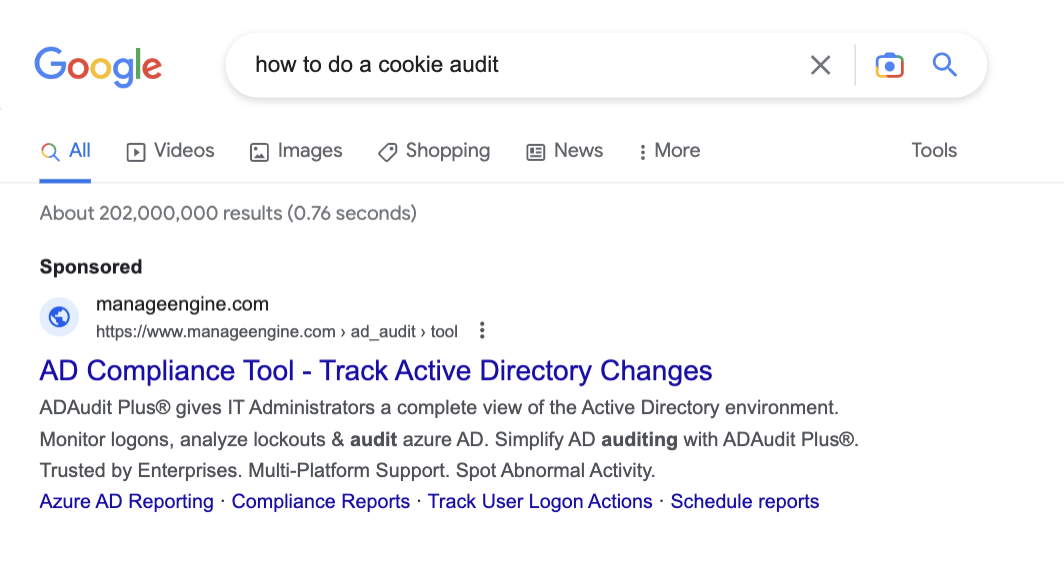 What Ad Top looks like on desktop SERPs