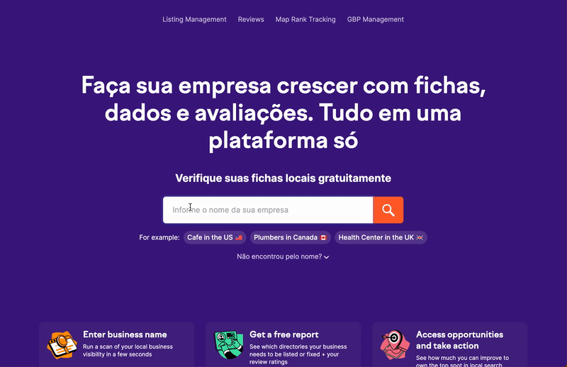A gif that shows how to check your business presence in various directories