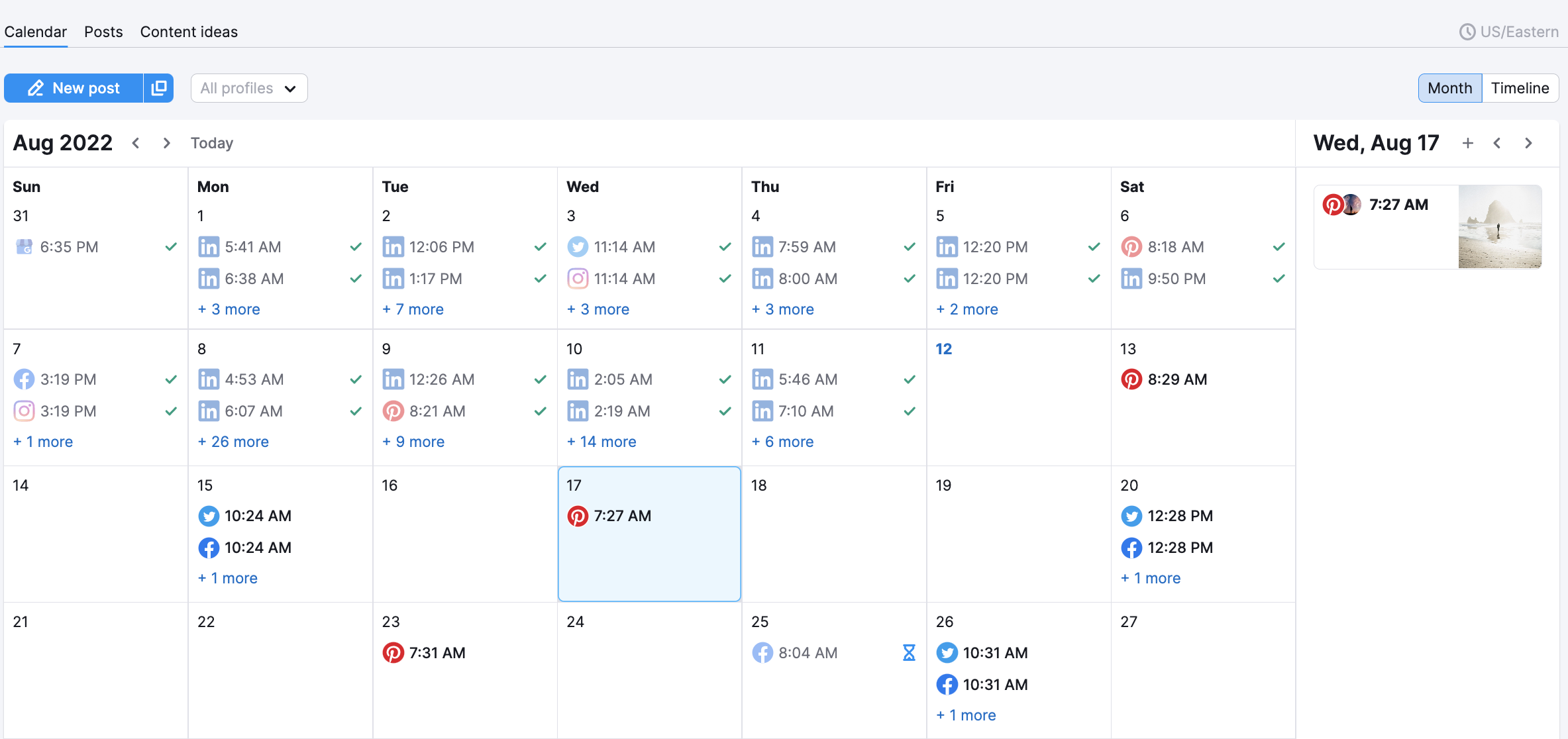 What scheduled posts look like on your calendar 