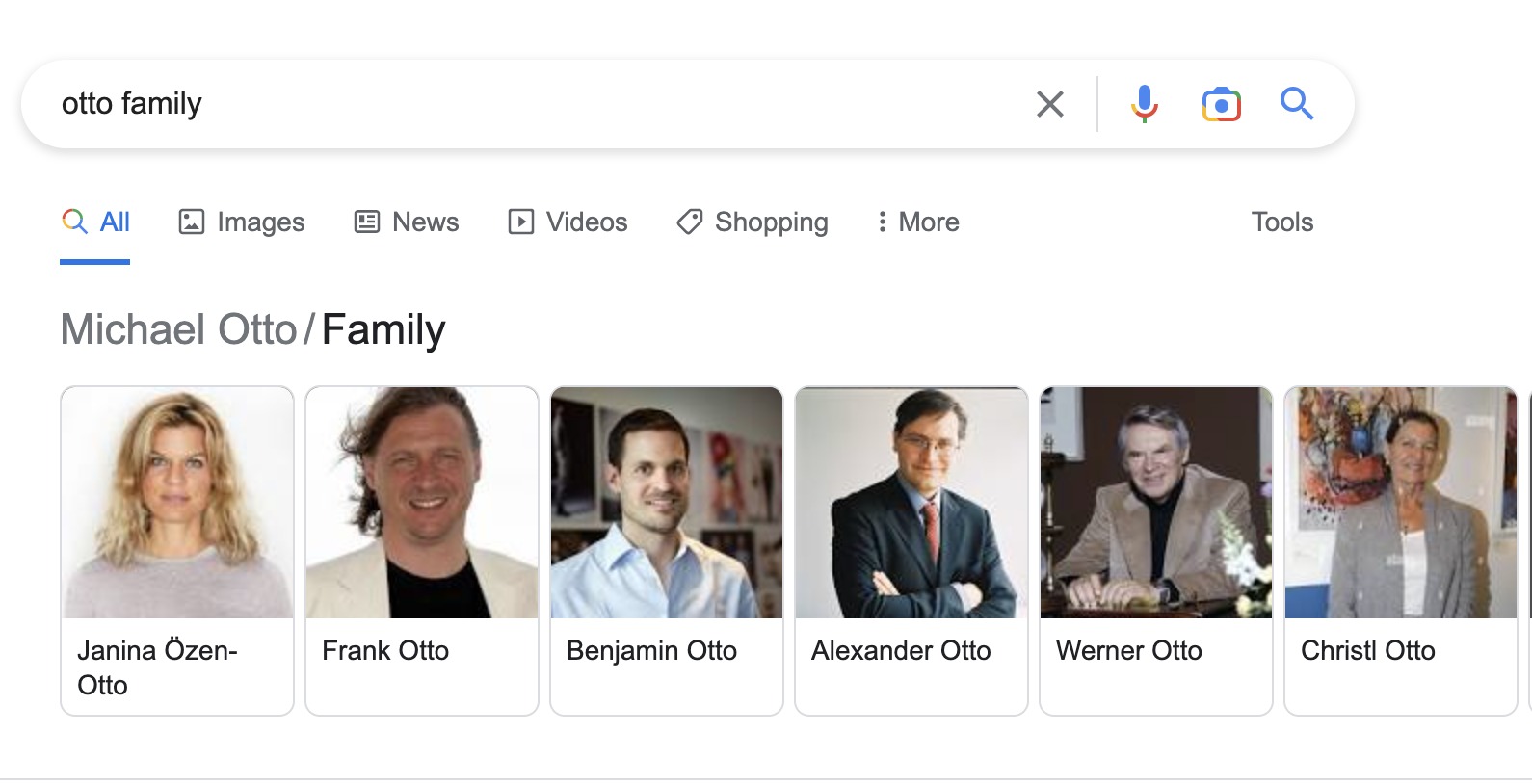 What Family SERP feature looks like on Google