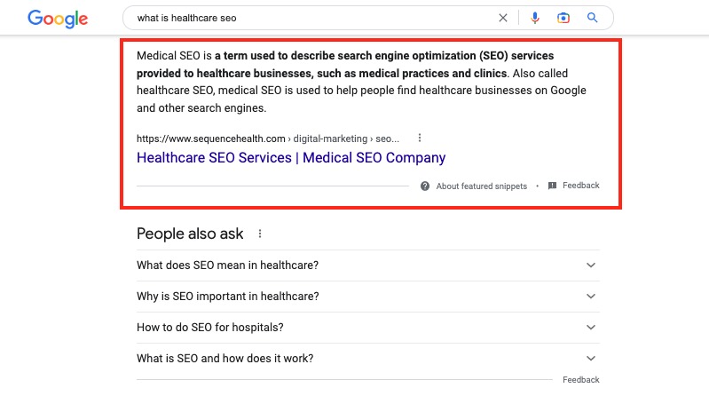 Featured Snippet on a desktop SERP