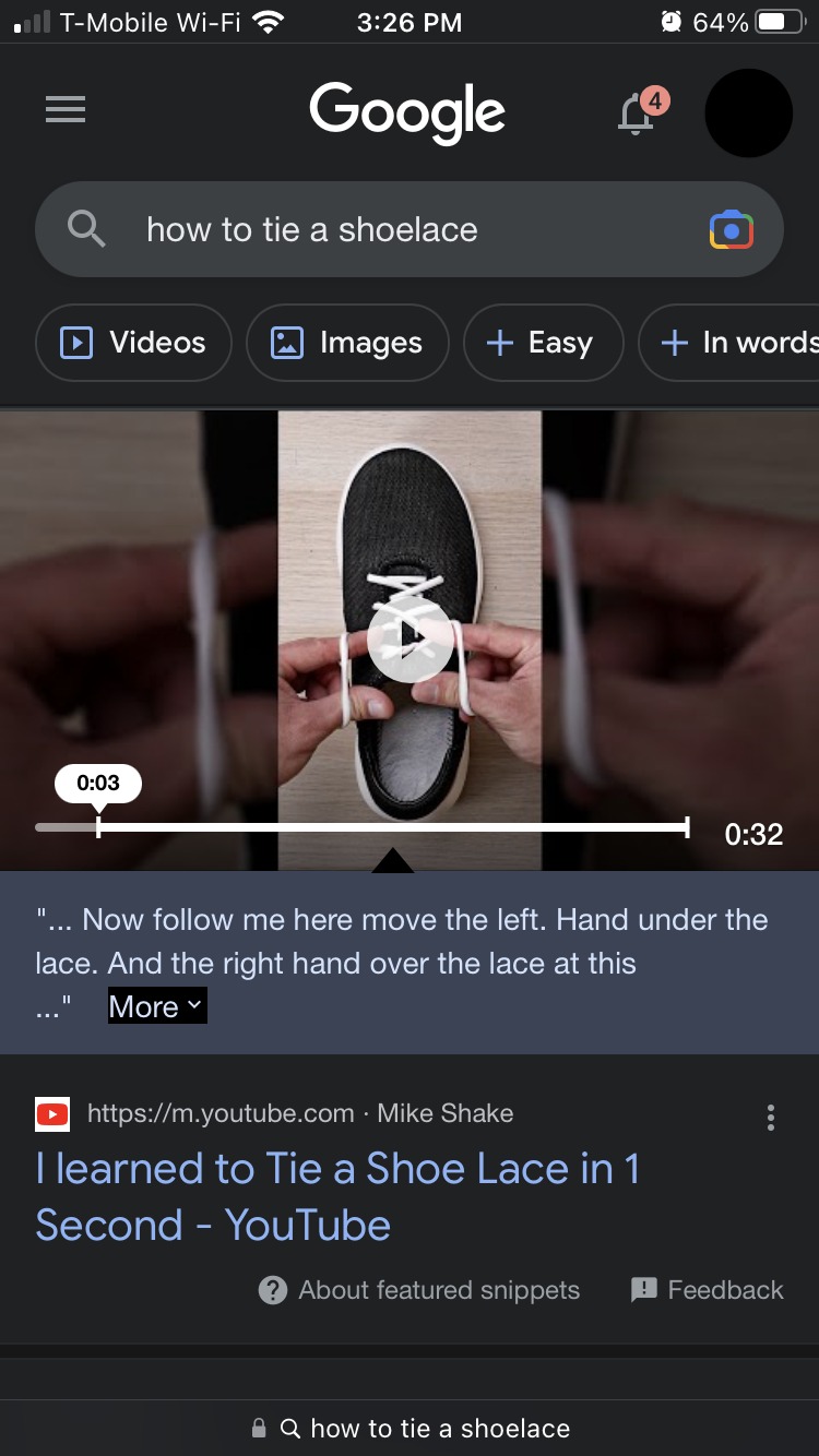 Featured video on a mobile device