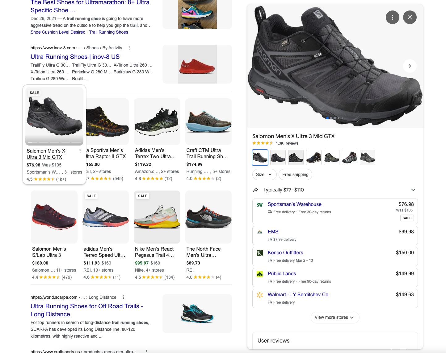 What Popular products look like on desktop results