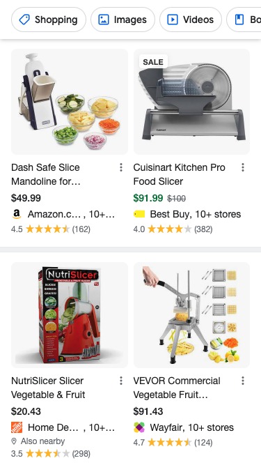 What Popular products look like on mobile SERPs