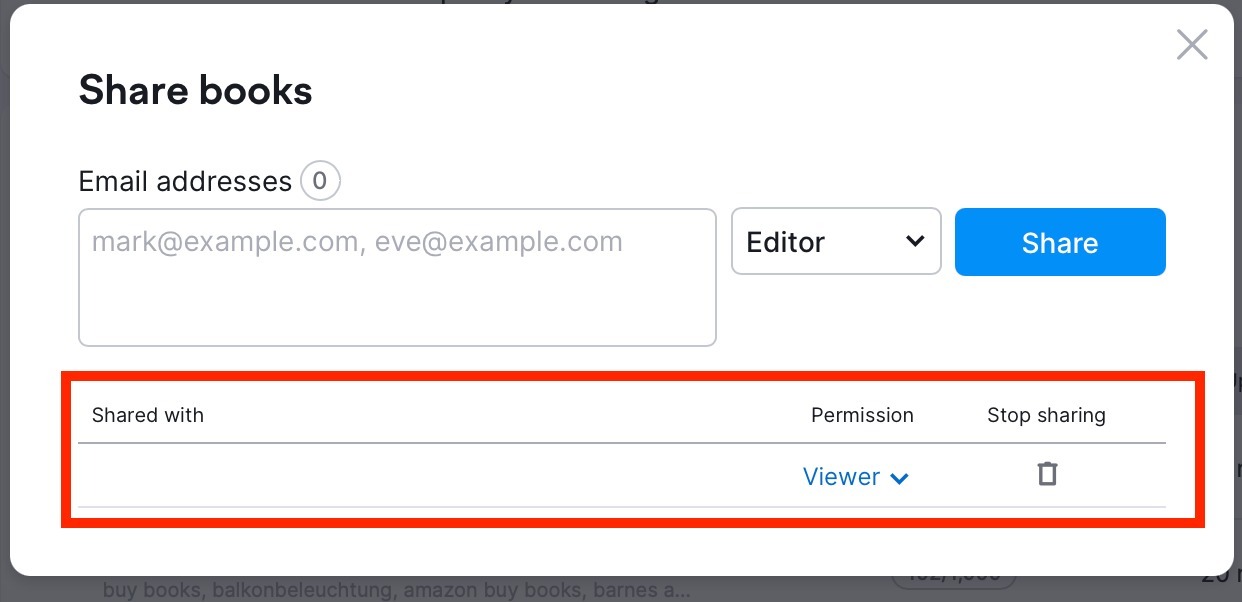 What sharing settings menu looks like.