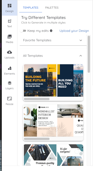 The Post Editor Templates menu, showing a variety of suggested templates to choose from.