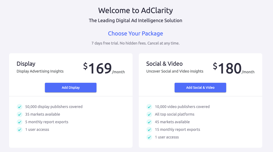 AdClarity in-app options 