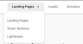 The Smart Sections dashboard can be accessed via the drop-down menu on the main app dashboard. Find it in the top left corner.