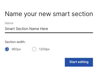 The app prompts you to name a new smart section before creating it.