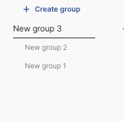 When you click "create group" on the left navigation menu, the new group appears at the top of the list.