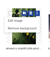 Access the image editor by clicking an image on your page, selecting the "three dots" icon, and clicking "edit image."