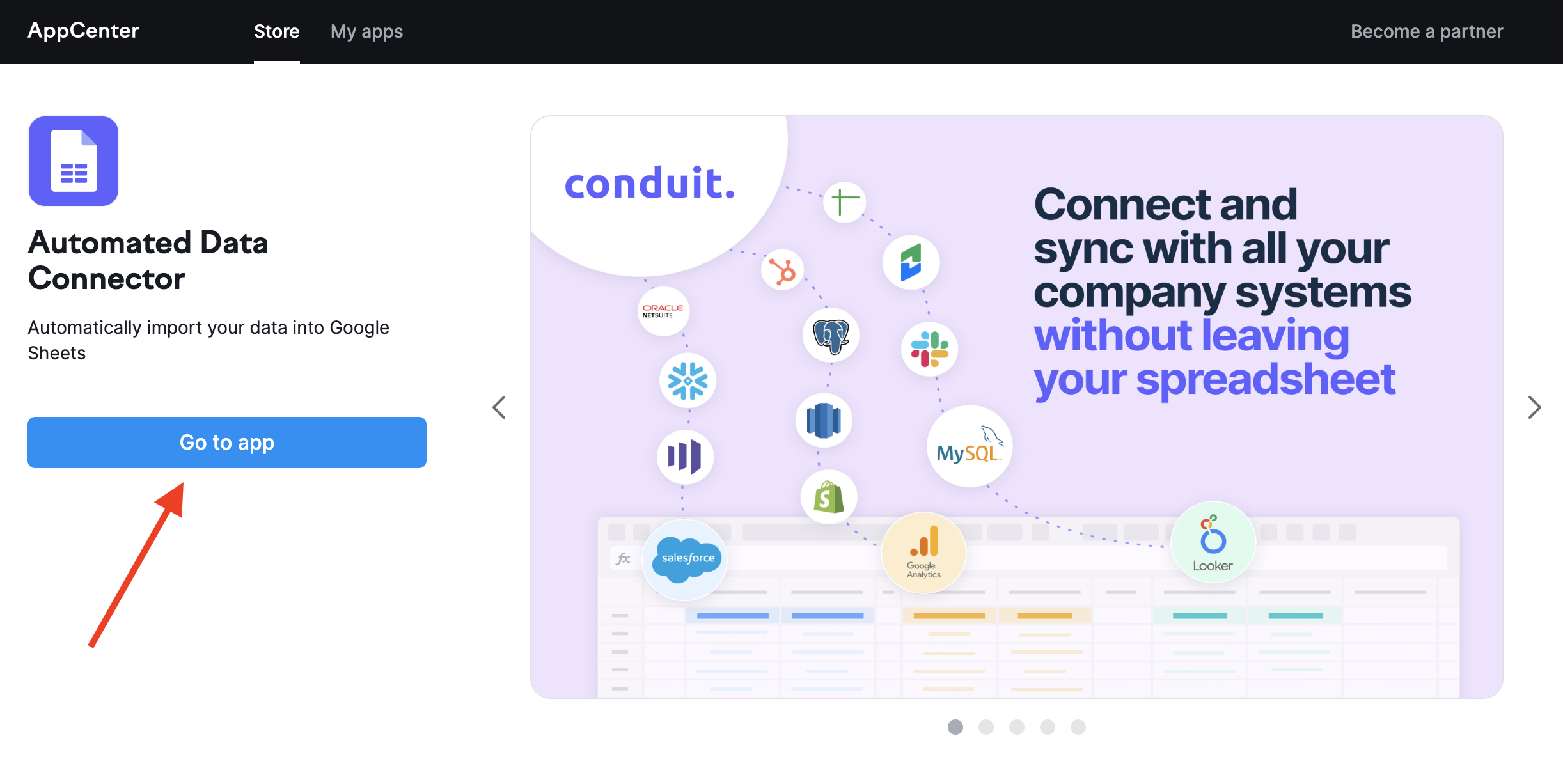 The landing page of the AI Automated Data Connector.