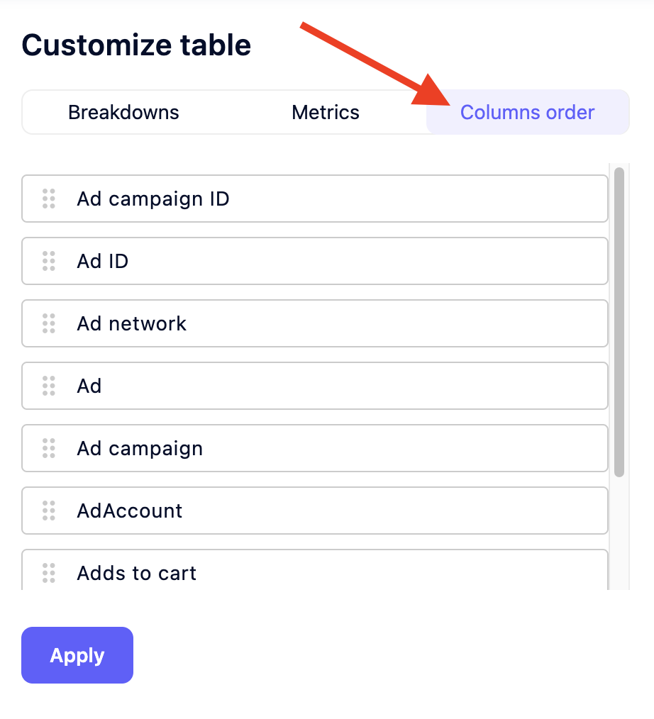 Customizing how your columns appear in AI Automated Data Collector data table.