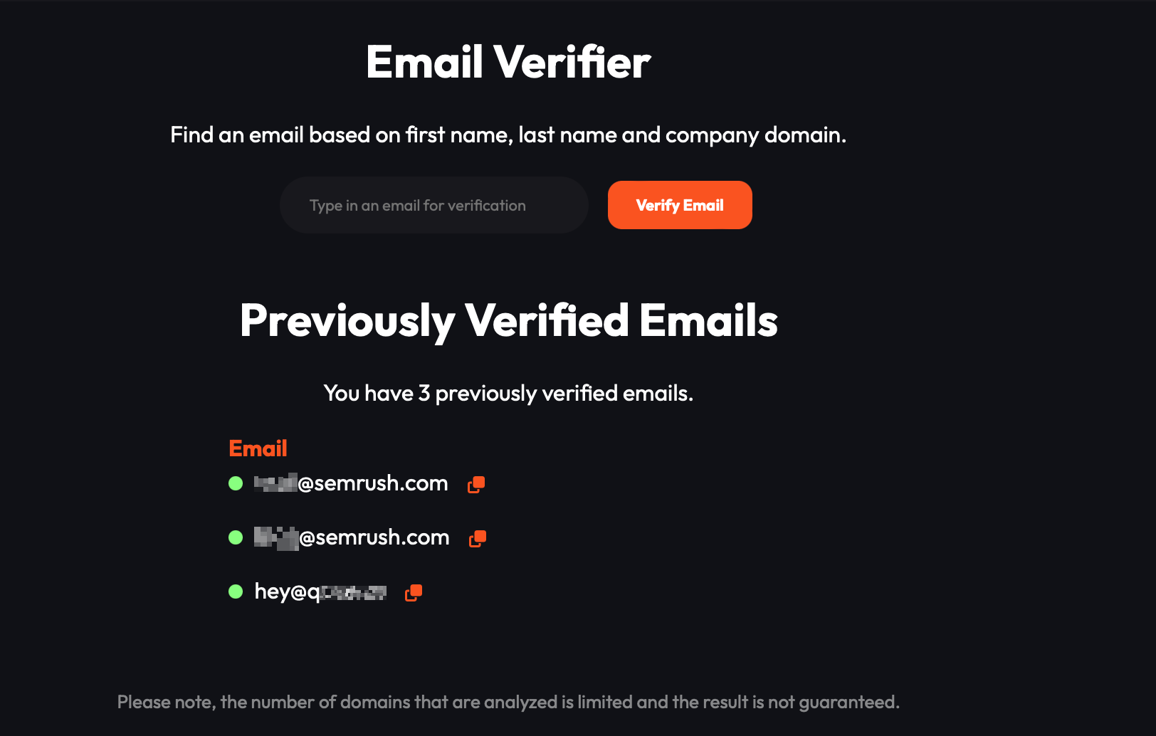 Using the email verification tool from the Mentioned - Outreach Wizard app will show whether an email address has been validated.