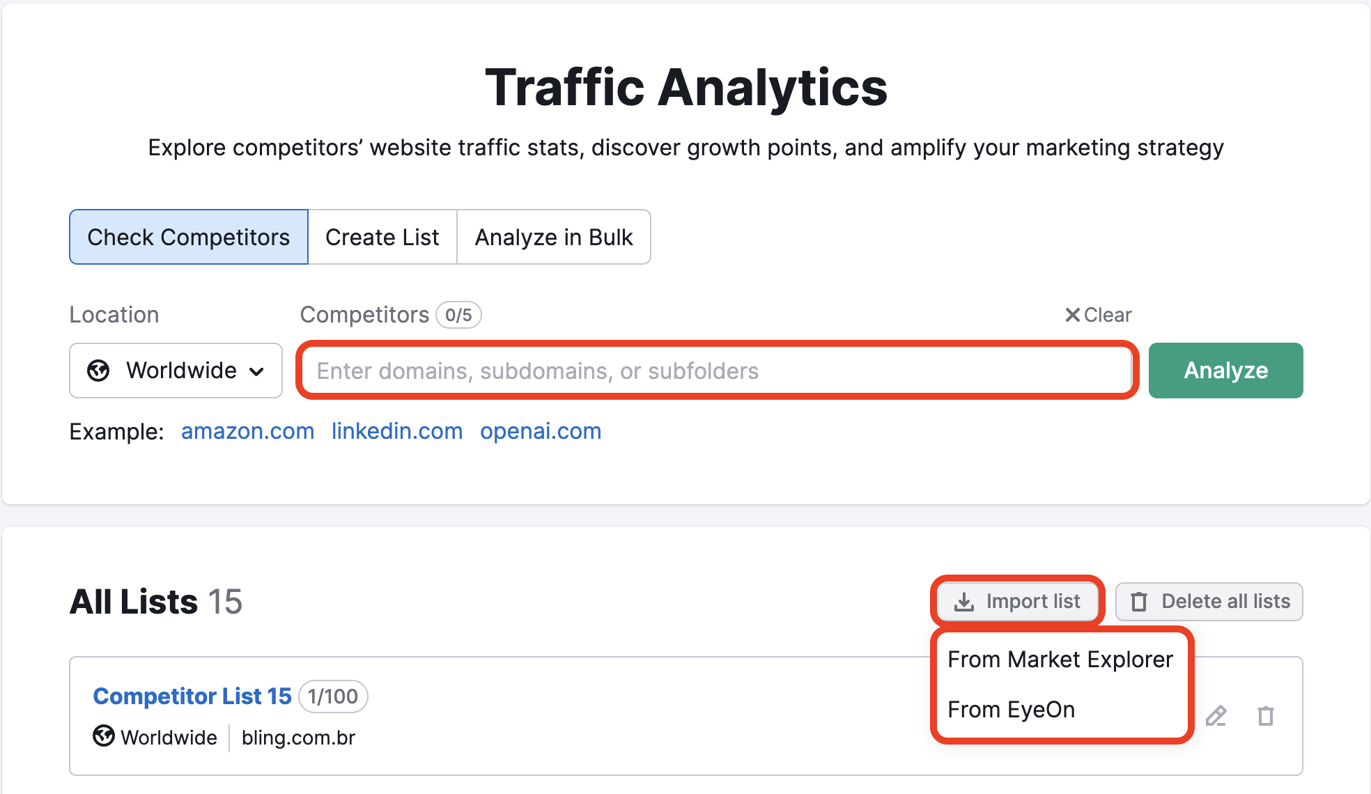 "Traffic Analytics" landing page