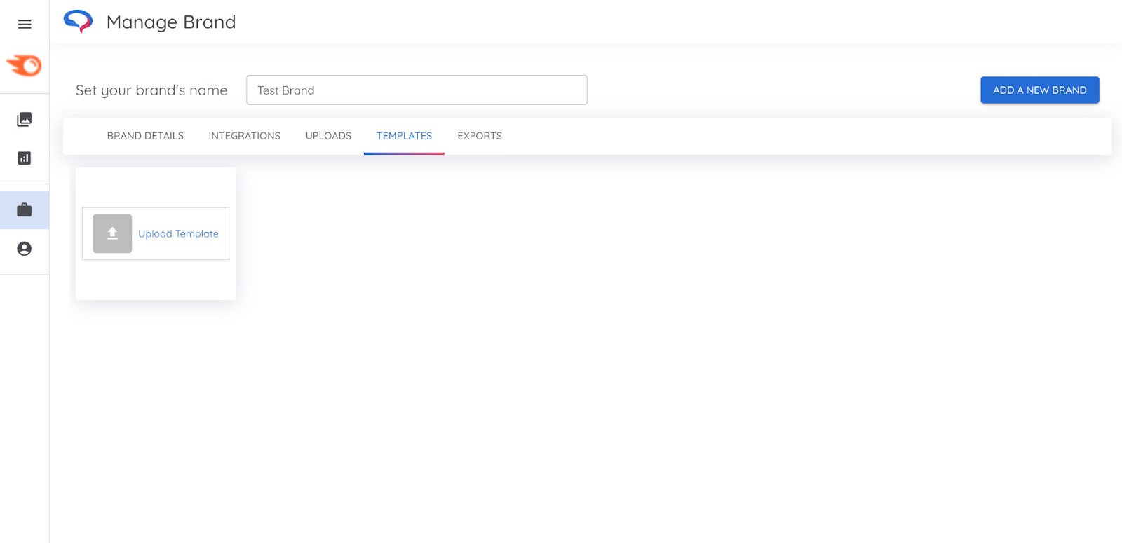 The Templates tab, showing the Upload Template button.