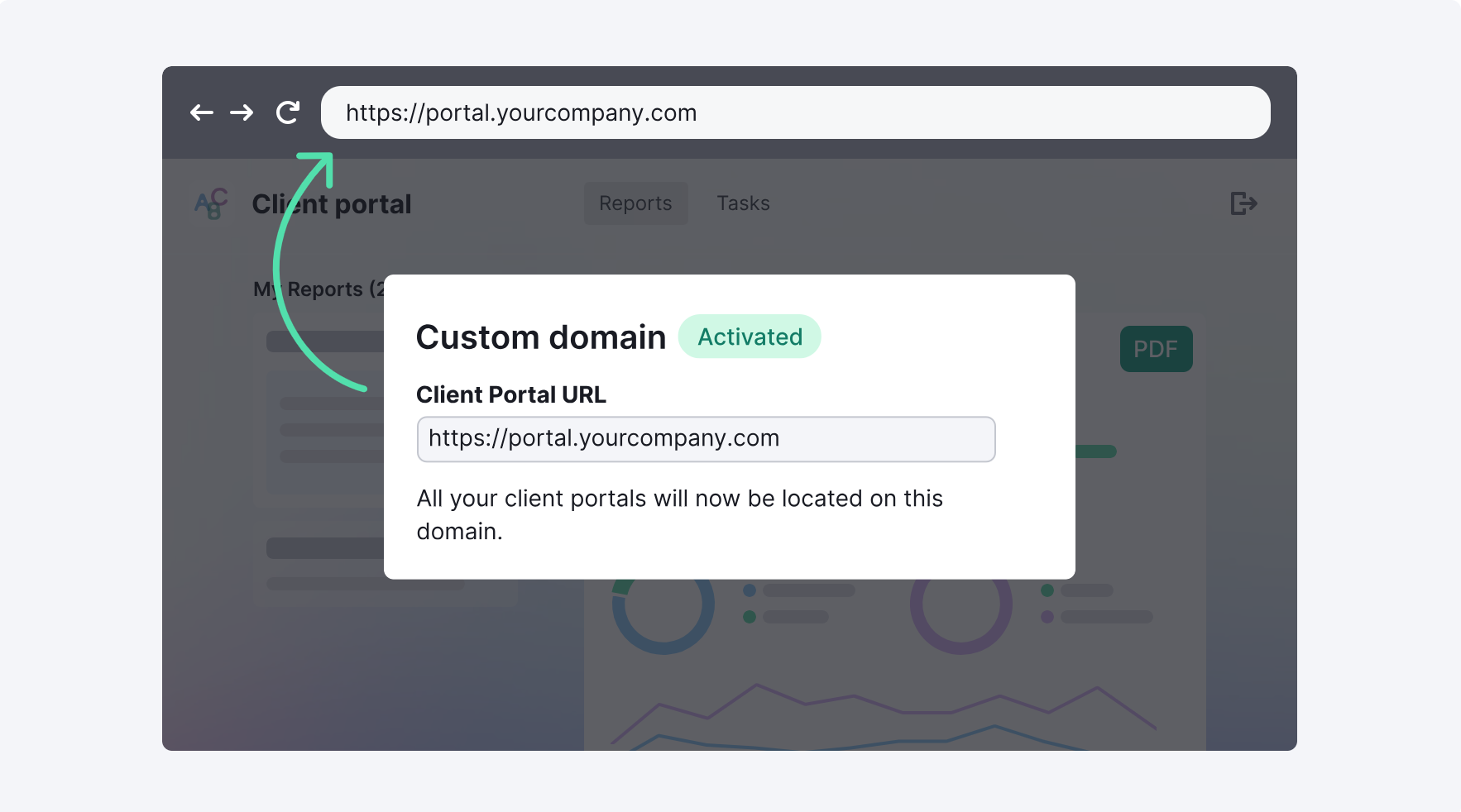 Semrush's Client Portal on a custom subdomain