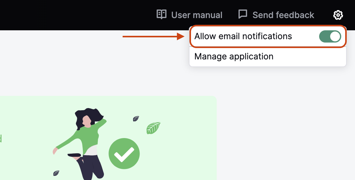 What Allow email notifications toggle looks like.