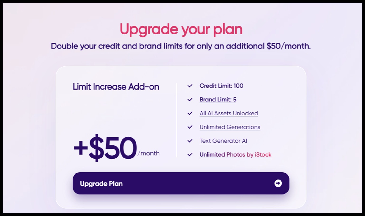 Upgrading your plan by adding extra credits in the AdCreative.ai app.