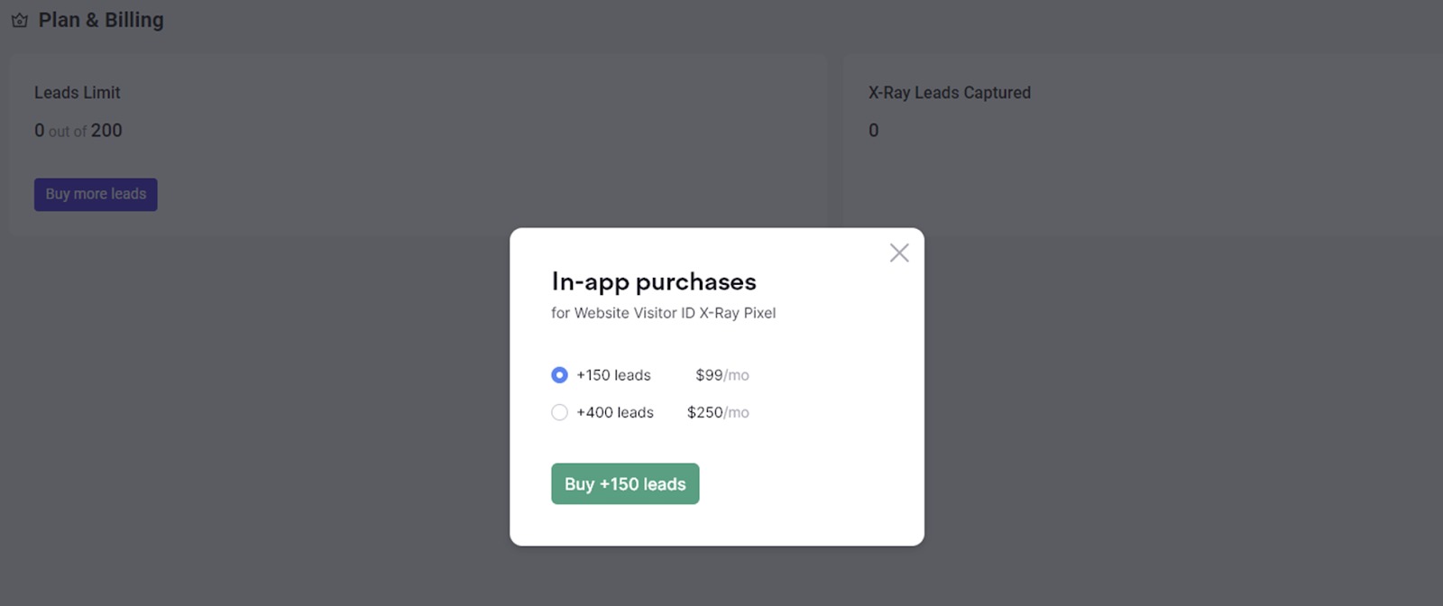 Making in-app purchases in the X-Ray app for additional leads.