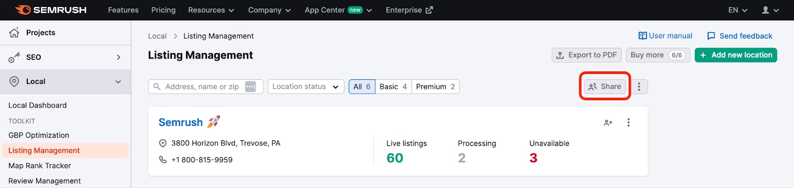 How To Share a Location in Listing Management image 2