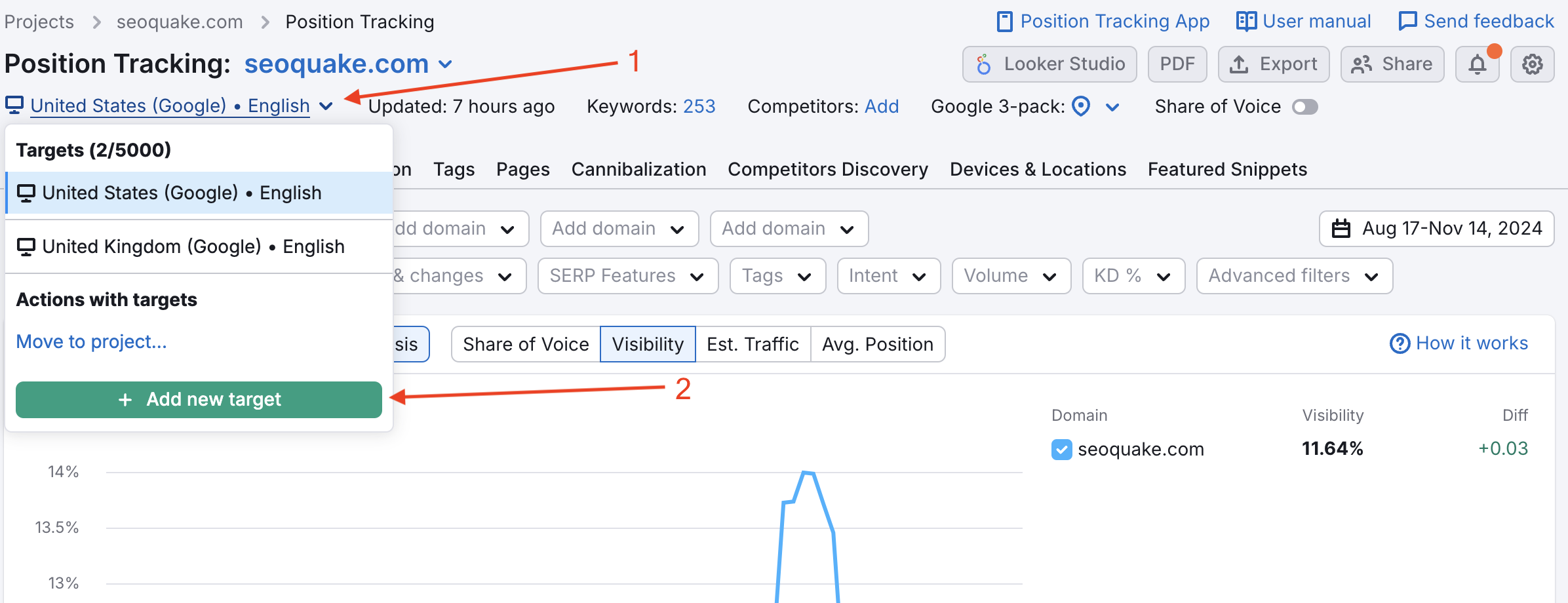 Adding a new target location in Position Tracking