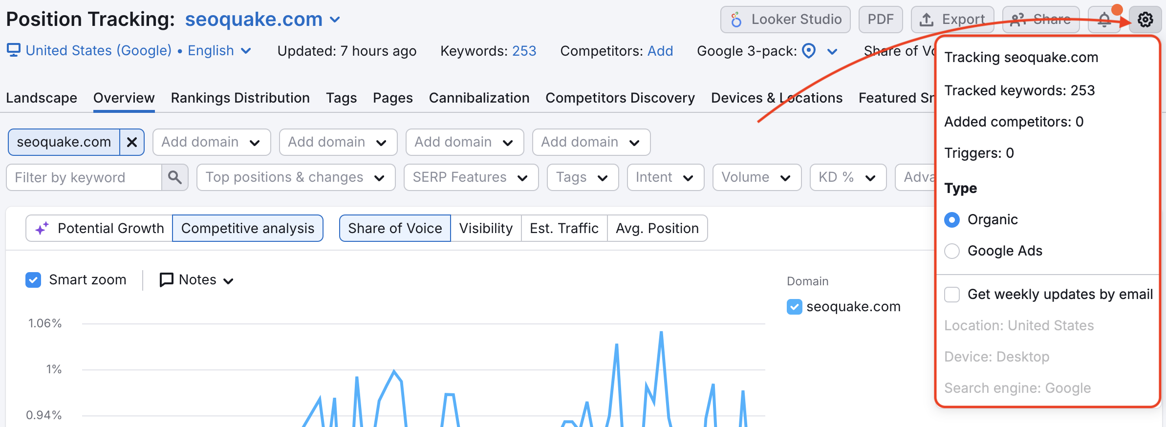 Configurações no Monitoramento de posição