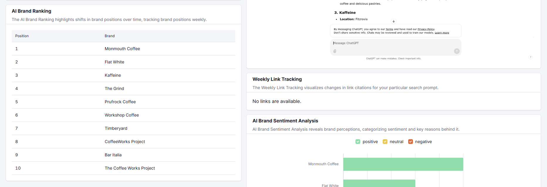 The AI Brand Ranking section of a search prompt report in Otterly - AI Search Monitoring