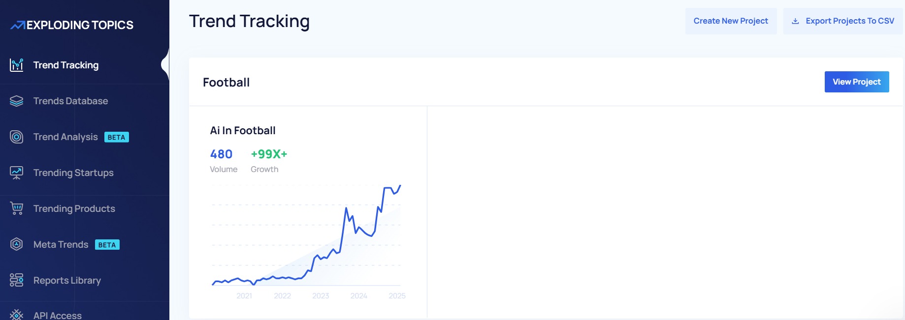 How to navigate to the Trend Tracking section in Exploding Topics.