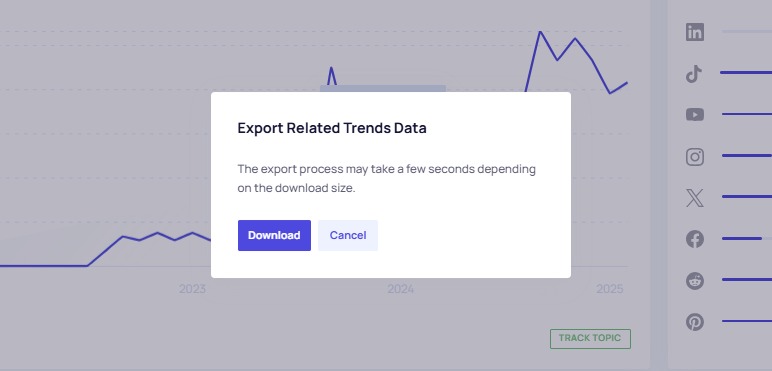 How to export data about Related Trends in Exploding Topics.