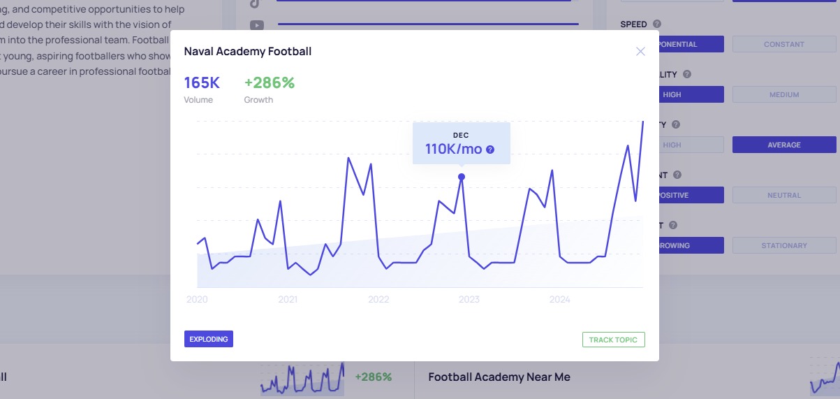 How to find the status of a related trend and start tracking it in Exploding Topics.