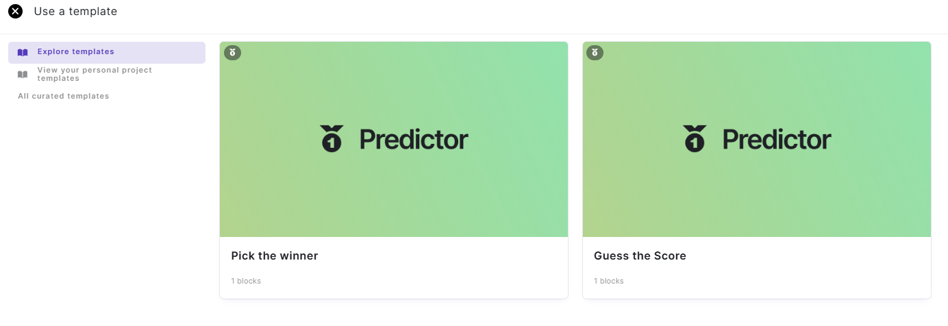 How to set up a predictor using the templates in the Quiz Maker app.