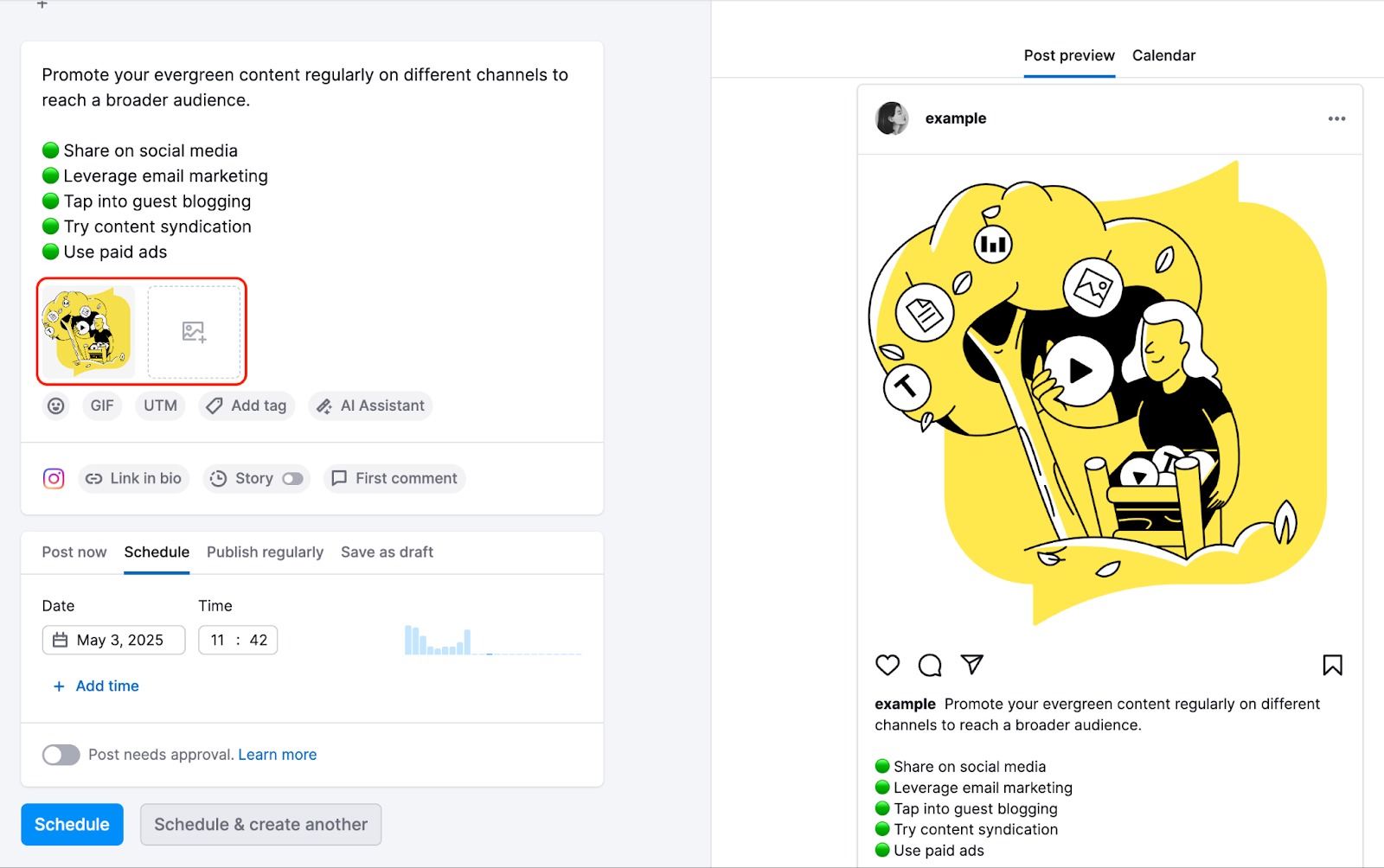 An image is added to the post at the bottom of the Post editor.