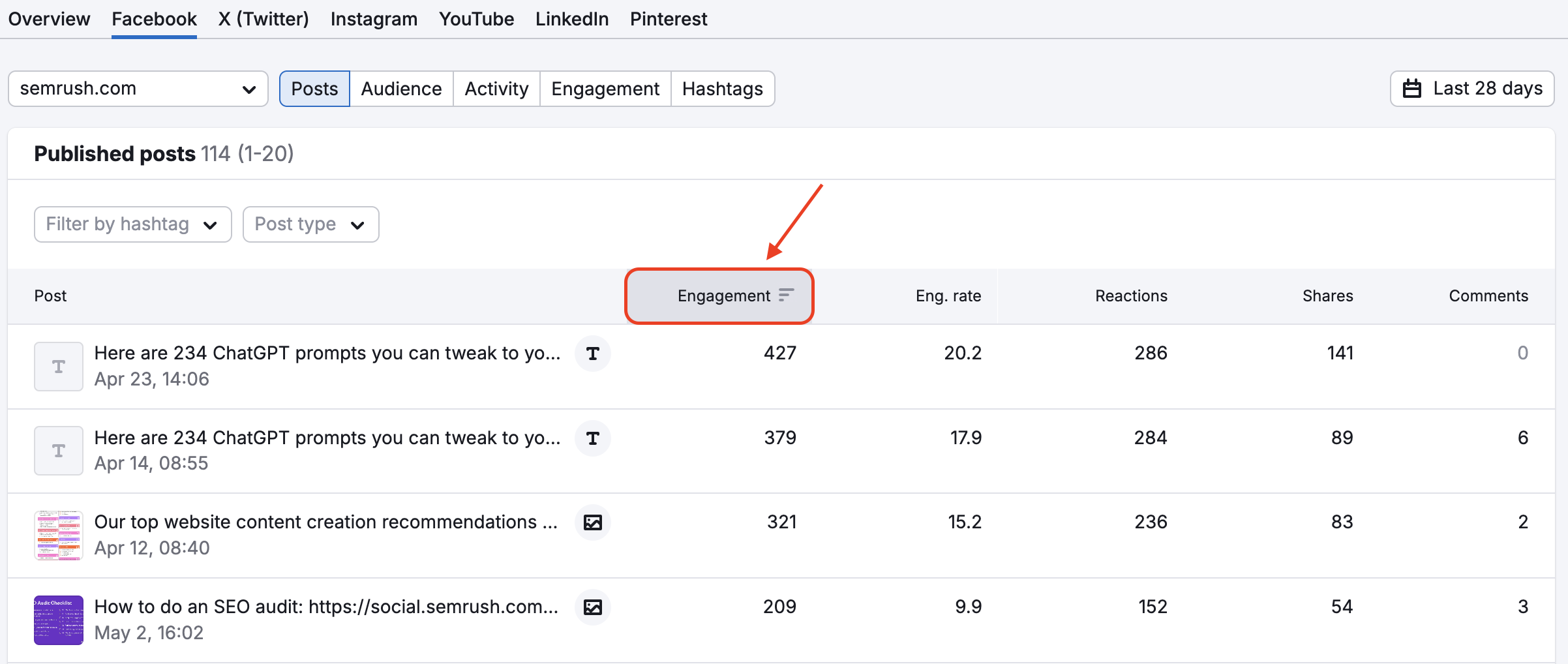 How do you measure Engagement Rate in the Social Tracker? image 1