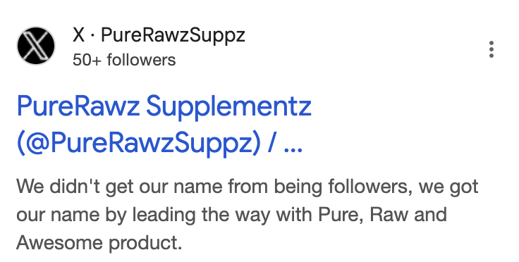 Twitter SERP feature on mobile results.